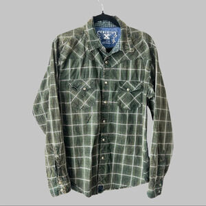 Twenty X  Cotton Plaid Distressed Button Down Western Shirt